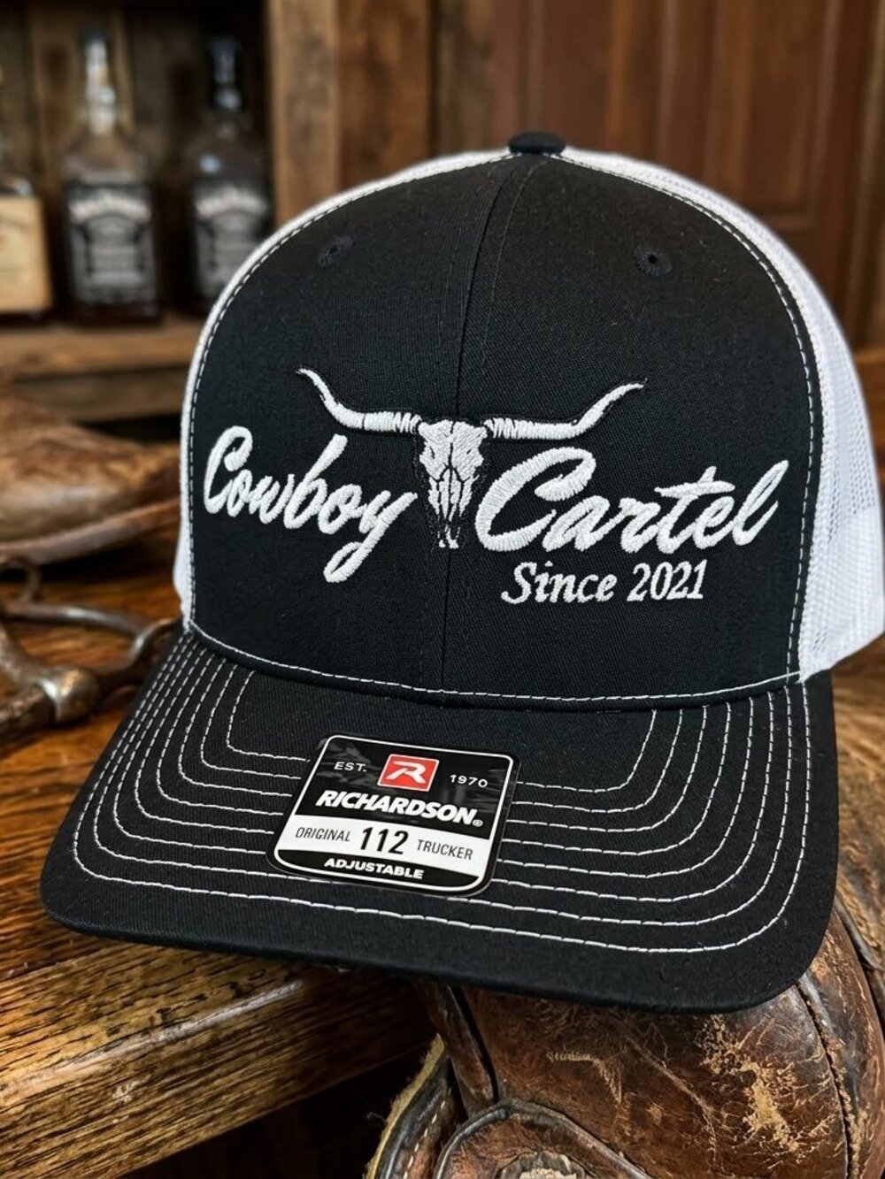 Retro Cowboy Cartel Hat Western Rodeo Patch Black White Richardson 112 Cap USA